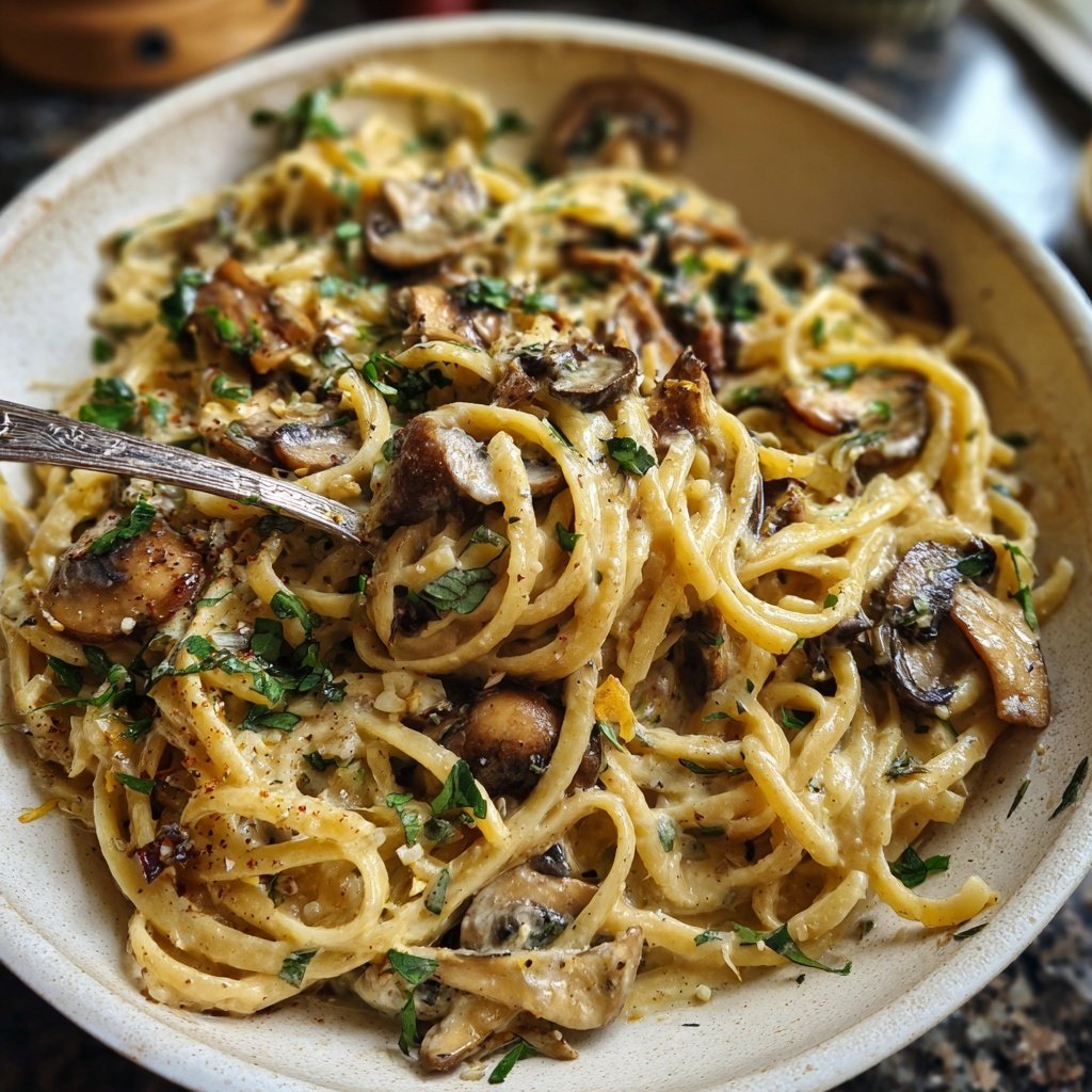 One Pot Creamy Mushroom Pasta