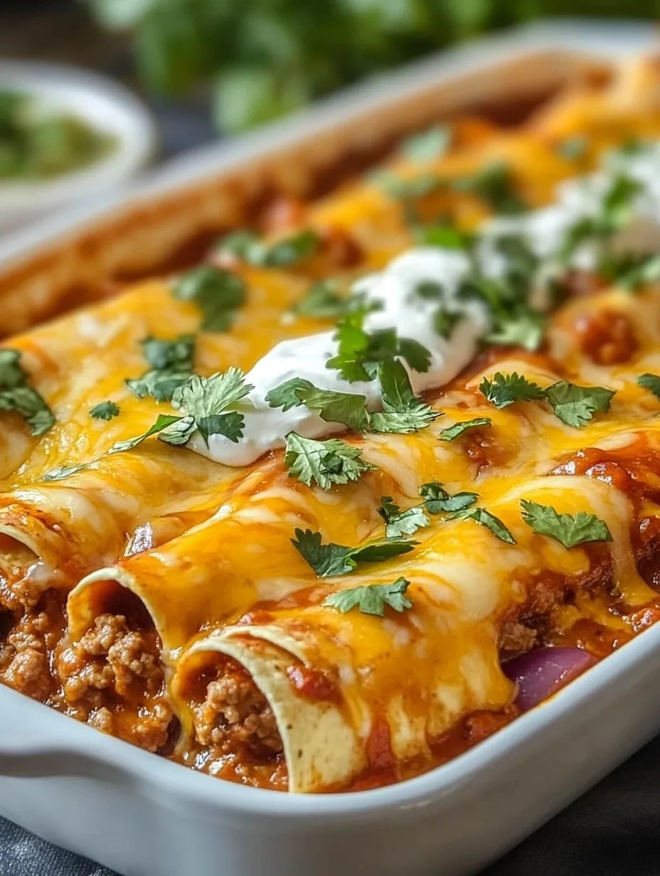 Easy Cheesy Ground Beef Enchiladas - One-Pan Family Favorite!