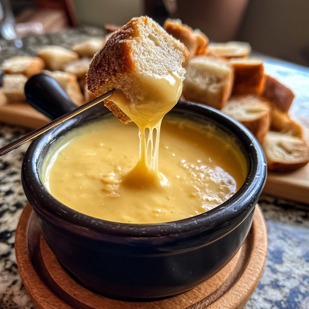 Fondue with Beer and Swiss Cheese