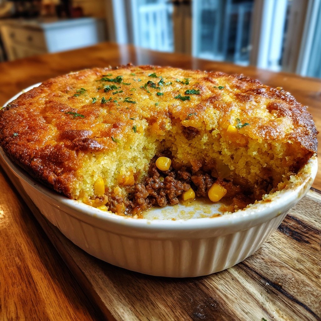 Ground Beef And Cornbread Casserole
